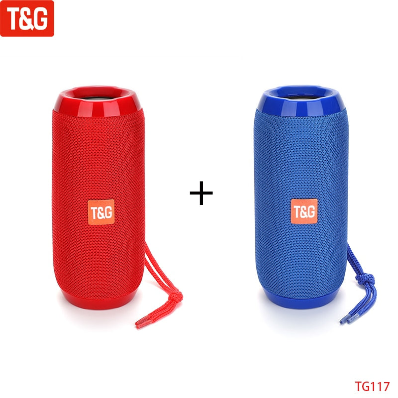 T&G TG117 Portable Bluetooth Speaker Wireless Bass Column Waterproof Outdoor Music Vibro Speakers TF Card Subwoofer Loudspeaker 0 DailyAlertDeals China Red Blue 1 Speaker