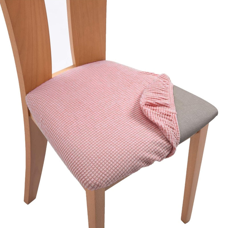 Spandex Jacquard Chair Cushion Cover Dining Room Upholstered Cushion Solid Chair Seat Cover Without Backrest Furniture Protector high chair covers DailyAlertDeals Color-03 1 Piece