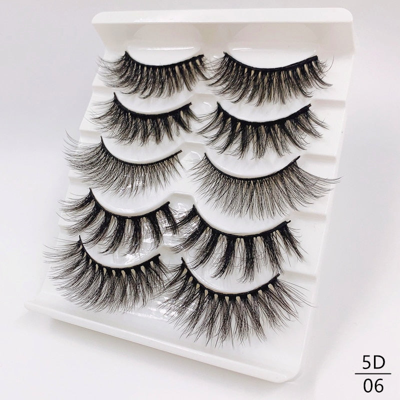 5/8 Pairs Faux Mink Eyelashes Soft Fluffy Natural False Eyelashes 3D Thick Dramatic Makeup Eyelashes Reusable Handmade Lashes DailyAlertDeals 5D06 China