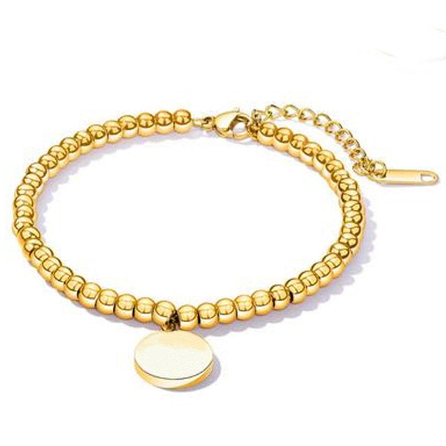 Stainless Steel Love Heart Bracelets For Women Party Gift Fashion Joyas de Chain Charm Bracelets Jewelry Wholesale Text Engraved 0 DailyAlertDeals BR1005-G China 18cm