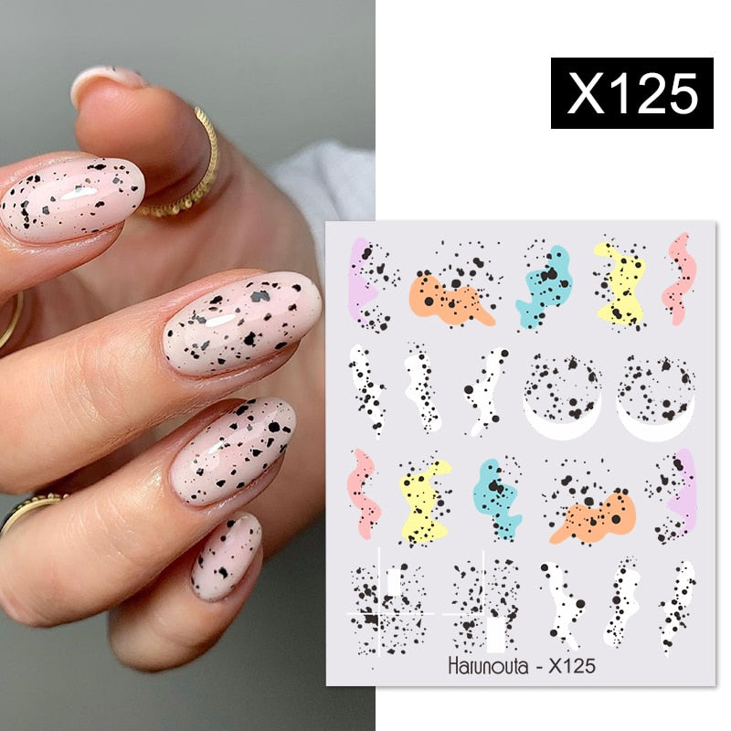 Harunouta Black Lines Flower Leaf Water Decals Stickers Spring Simple Green Theme Face Marble Pattern Slider For Nails Art Decor Nail Stickers DailyAlertDeals X125