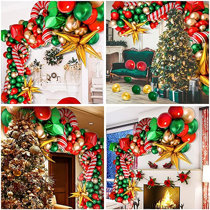 Christmas Balloon Arch Green Gold Red Box Candy Balloons Garland Cone Explosion Star Foil Balloons Christmas Decoration Party Christmas Balloons DailyAlertDeals