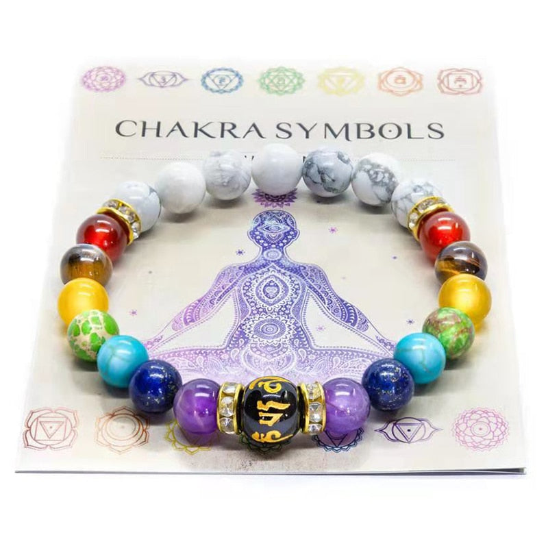 7 Chakra Bracelet with Meaning Cardfor Men Women Natural Crystal Healing Anxiety Jewellery Mandala Yoga Meditation Bracelet Gift 0 DailyAlertDeals 7Chakra 3