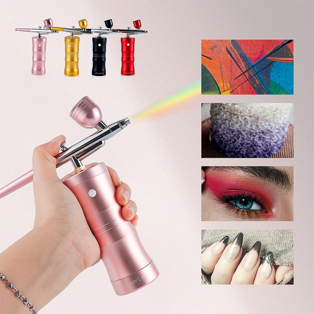 Foreverlily Mini Air Compressor Kit Air-Brush Paint Spray Gun Airbrush For Nail Art Tattoo Craft Cake Face Nano Fog Mist Sprayer 0 DailyAlertDeals