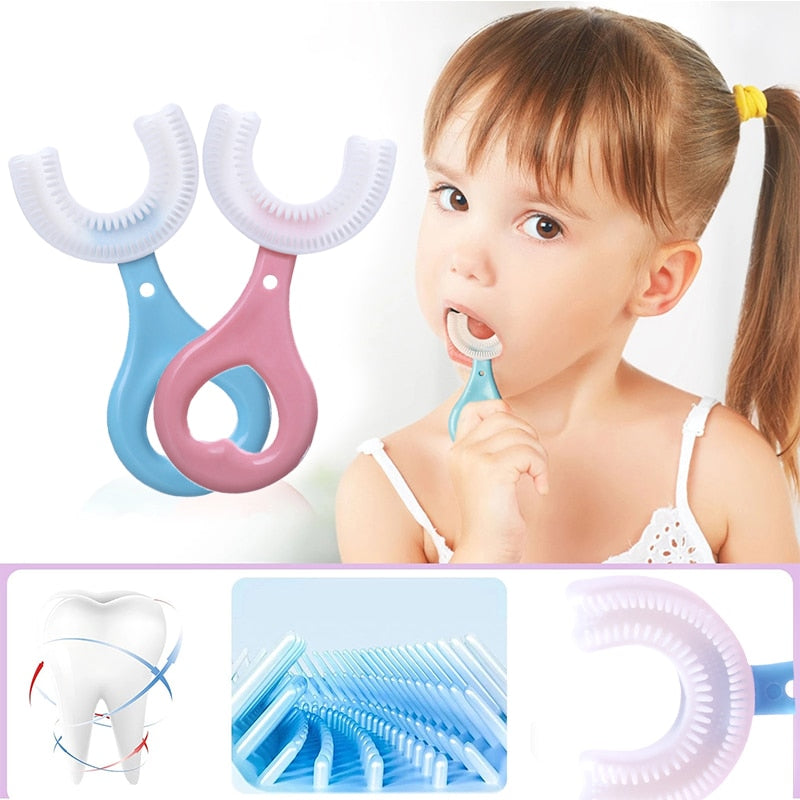Toothbrush Children 360 Degree U-shaped Child Toothbrush Teethers Brush Silicone Kids Teeth Oral Care Cleaning baby teether DailyAlertDeals