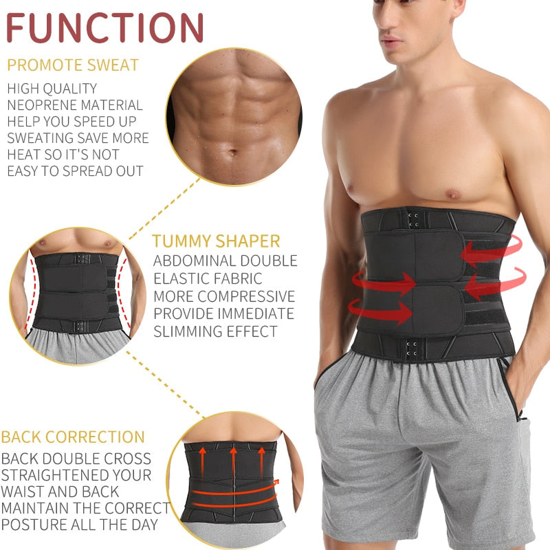 Men's Workout Waist Trainer for Weight Loss Sauna Sweat Tummy Slimming Body Shaper Abs Abdomen Shapewear Waist Trainer for men DailyAlertDeals