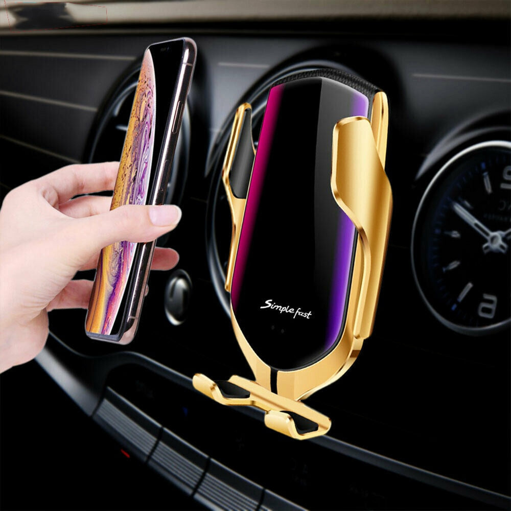 FLOVEME Qi Automatic Clamping 10W Wireless Charger Car Phone Holder Smart Infrared Sensor Air Vent Mount Mobile Phone Stand Hold Wireless Car Charger DailyAlertDeals