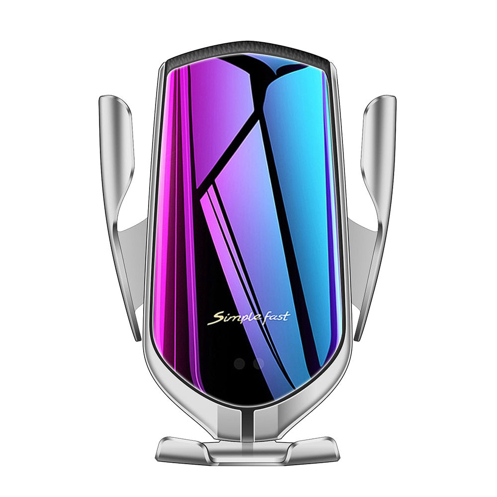 FLOVEME Qi Automatic Clamping 10W Wireless Charger Car Phone Holder Smart Infrared Sensor Air Vent Mount Mobile Phone Stand Hold Wireless Car Charger DailyAlertDeals China Silver