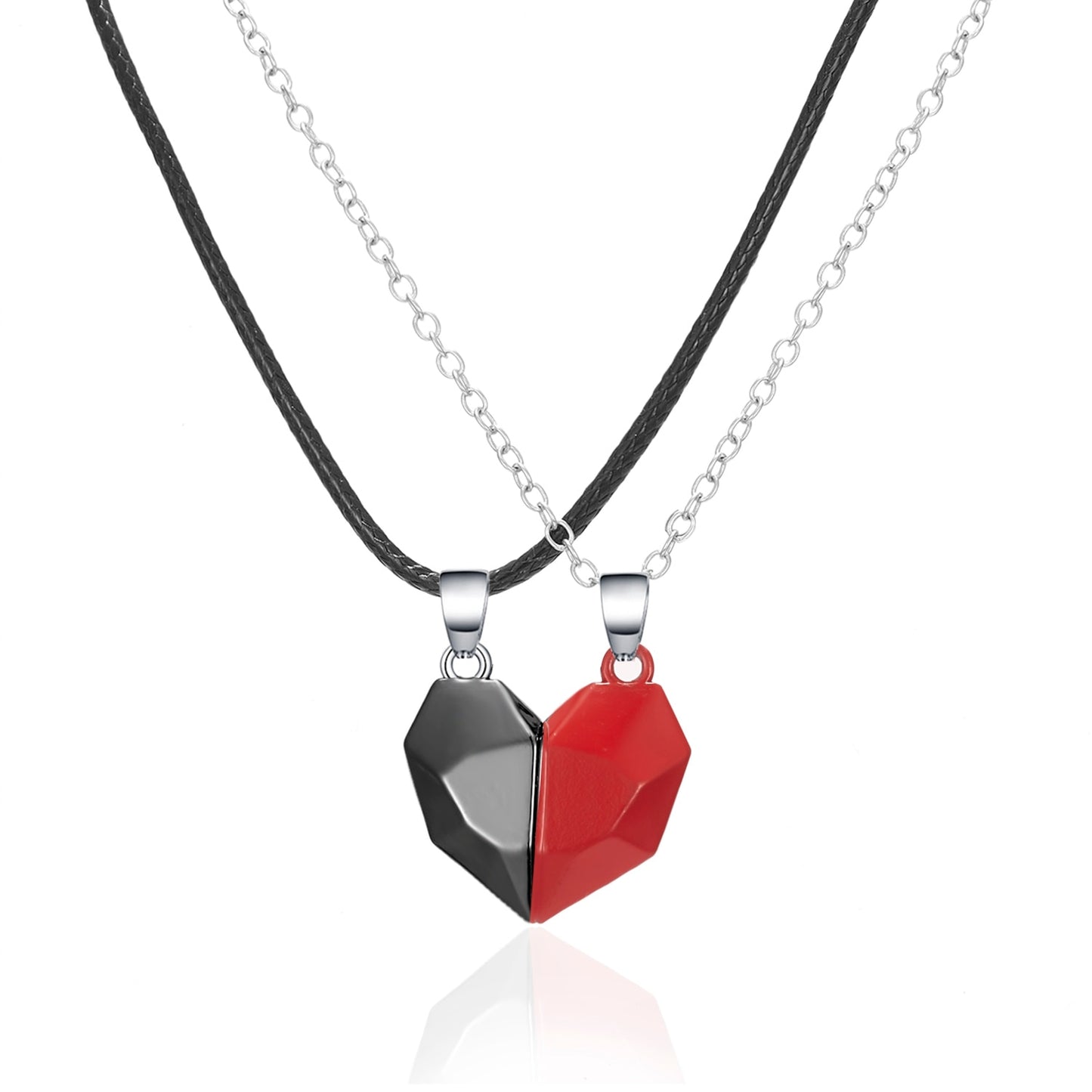 2Pcs/Lot Magnetic Couple Necklace Friendship Heart Pendant Distance Faceted Charm Necklace Women Valentine's Day Gift 2021 0 DailyAlertDeals 5