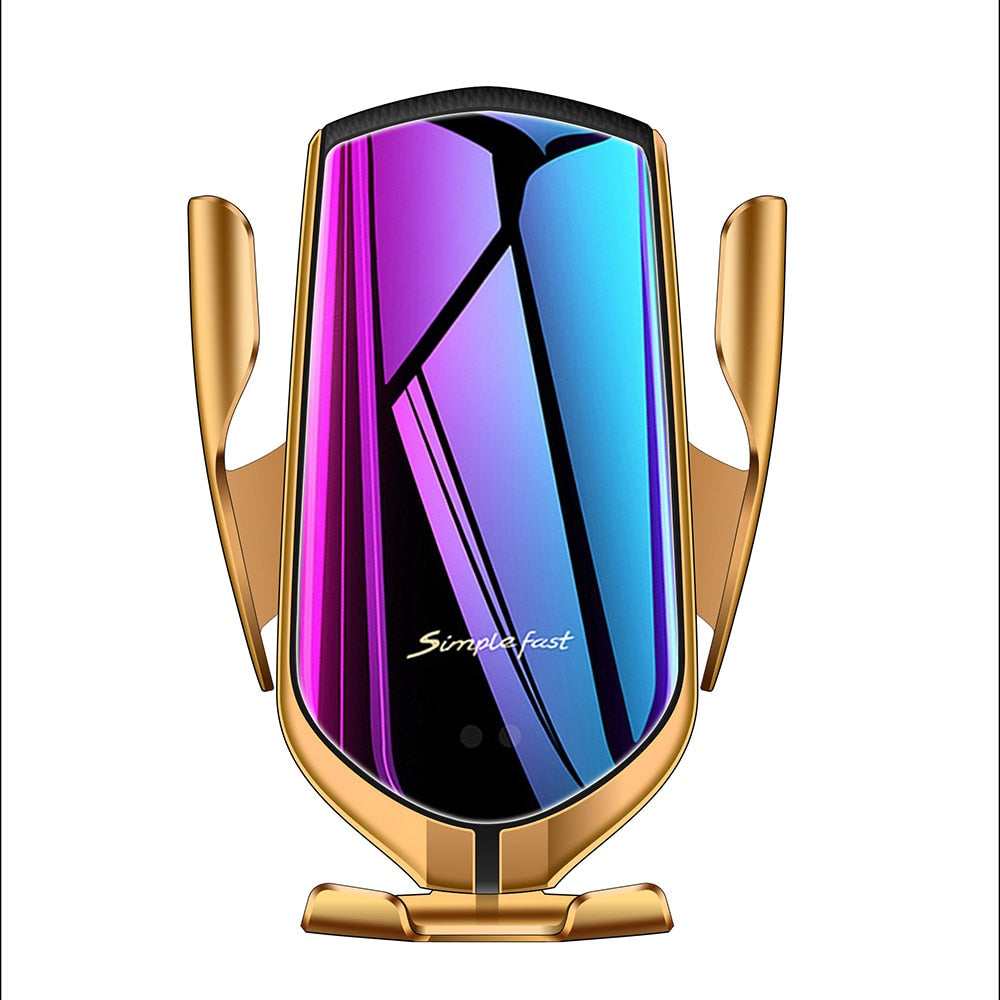FLOVEME Qi Automatic Clamping 10W Wireless Charger Car Phone Holder Smart Infrared Sensor Air Vent Mount Mobile Phone Stand Hold Wireless Car Charger DailyAlertDeals China Gold