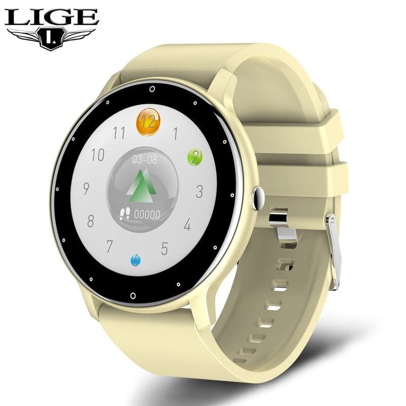 LIGE 2022 New Smart Watch Men Full Touch Screen Sport Fitness Watch IP67 Waterproof Bluetooth For Android ios smartwatch Men+box 0 DailyAlertDeals yellow China