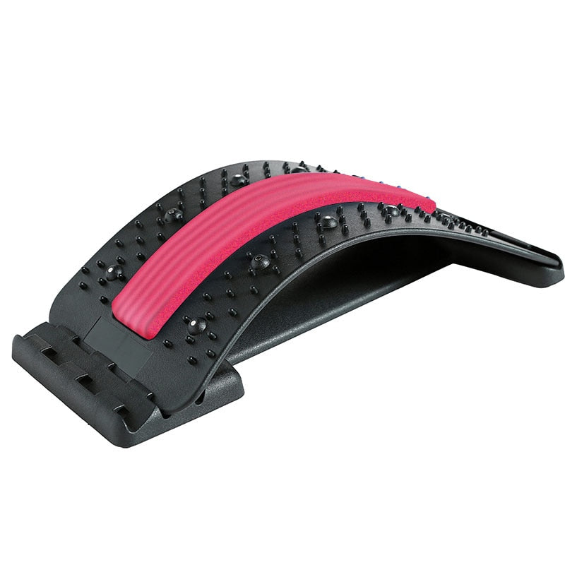 Multi-level Adjustable Back Massager Stretcher Waist Neck Stretch Fitness Lumbar Cervical Spine Support Pain Relief Relaxation back massager DailyAlertDeals China Red