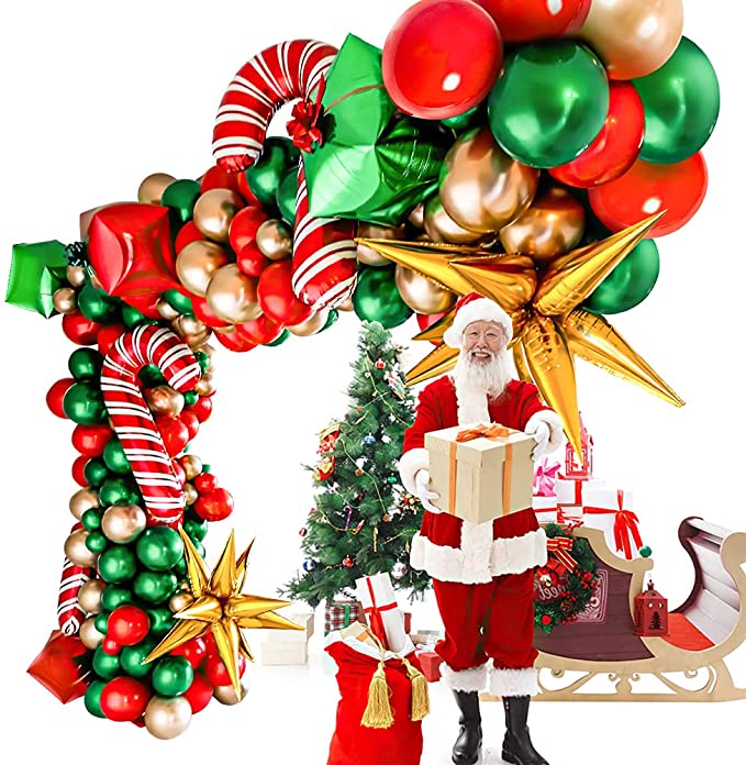 Christmas Balloon Arch Green Gold Red Box Candy Balloons Garland Cone Explosion Star Foil Balloons Christmas Decoration Party Christmas Balloons DailyAlertDeals