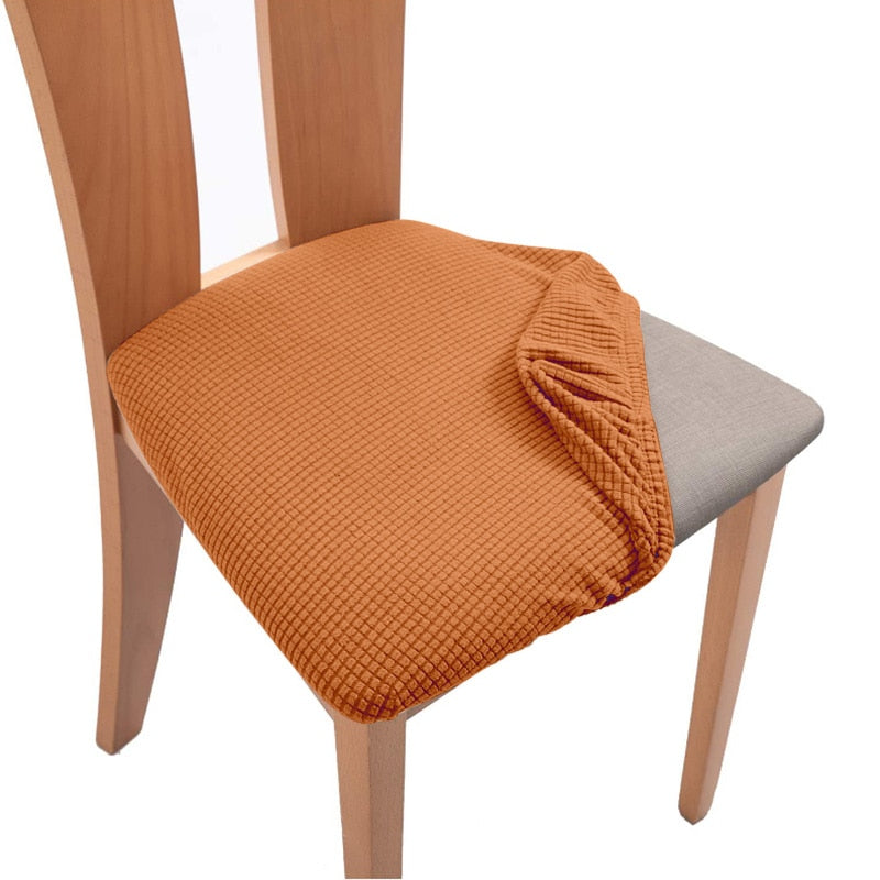 Spandex Jacquard Chair Cushion Cover Dining Room Upholstered Cushion Solid Chair Seat Cover Without Backrest Furniture Protector high chair covers DailyAlertDeals Color-12 1 Piece
