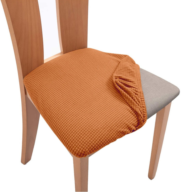 Spandex Jacquard Chair Cushion Cover Dining Room Upholstered Cushion Solid Chair Seat Cover Without Backrest Furniture Protector high chair covers DailyAlertDeals Color-12 1 Piece 