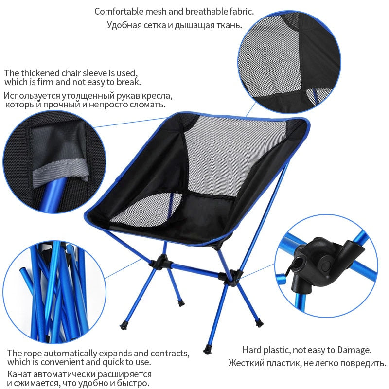 Detachable Portable Folding Moon Chair Outdoor Camping Chairs Beach Fishing Chair Ultralight Travel Hiking Picnic Seat Tools 0 DailyAlertDeals