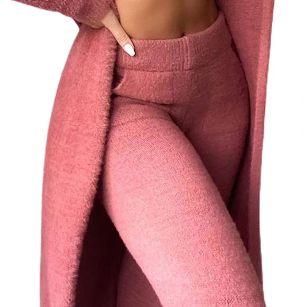 3Pcs/Set Lounge Wear Women Tracksuit Autumn Winter Outfit Cardigan Velvet Crop Top Long Sleeve Coat High Waist Pants Women Set 0 DailyAlertDeals