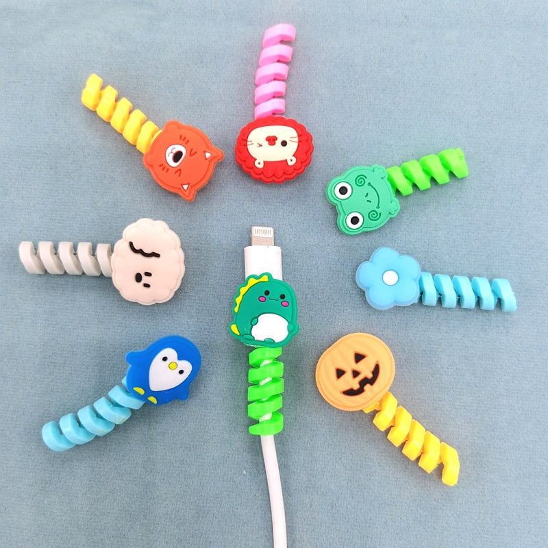 Cartoon Cable Protector For iPhones Android Type-c Winder USB Charging Cord Organizer Headphone Earphone Data Line Protect Wire protector DailyAlertDeals