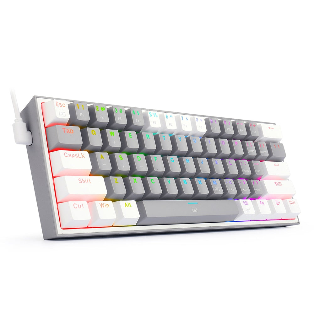 REDRAGON Fizz K617 RGB USB Mini Mechanical Gaming Wired Keyboard Red Switch 61 Key Gamer for Computer PC Laptop detachable cable Keyboard DailyAlertDeals China K617RGB-GW Red Switch