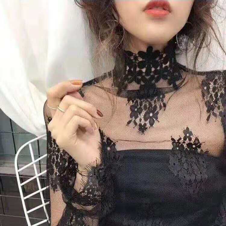 JuneLove New Transparent Korean Fashion Loose Women Blouse 22 Colors Can Choose Female Bottoming Blouses Plus Size Cheaper Tops 0 DailyAlertDeals 666ABLACK 40-65KG