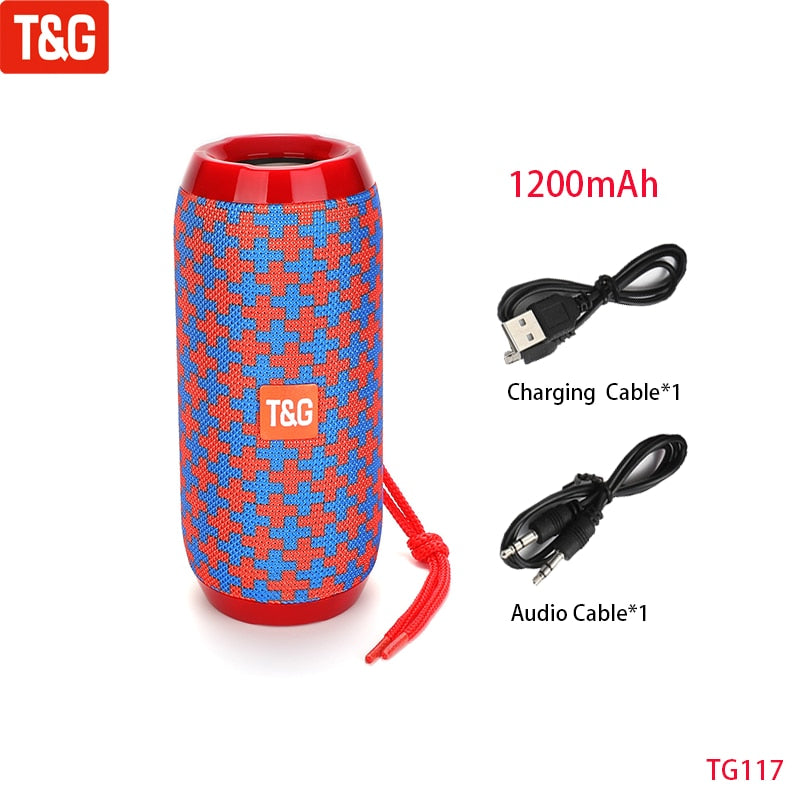 T&G TG117 Portable Bluetooth Speaker Wireless Bass Column Waterproof Outdoor Music Vibro Speakers TF Card Subwoofer Loudspeaker 0 DailyAlertDeals China Red Blue Speaker