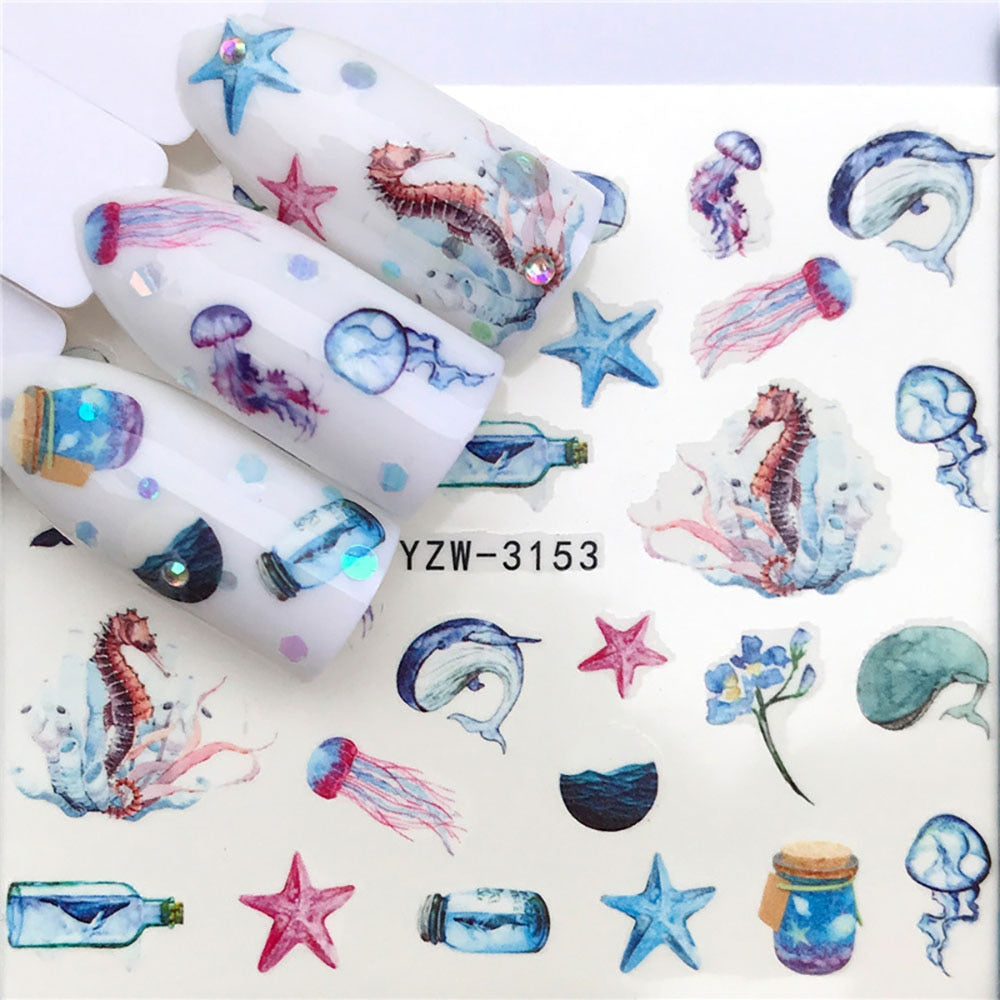 Nail Sticker Wolf Stickers Sliders For Nails Summer Full Nail Design Decorations Water Decals Animal Transfer Children's Slider nail art DailyAlertDeals YZW-3153