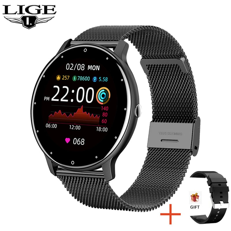 Smart watch Ladies Full touch Screen Sports Fitness watch IP67 waterproof Bluetooth For Android iOS Smart watch Female ultra thin smart watch DailyAlertDeals Mesh belt black China