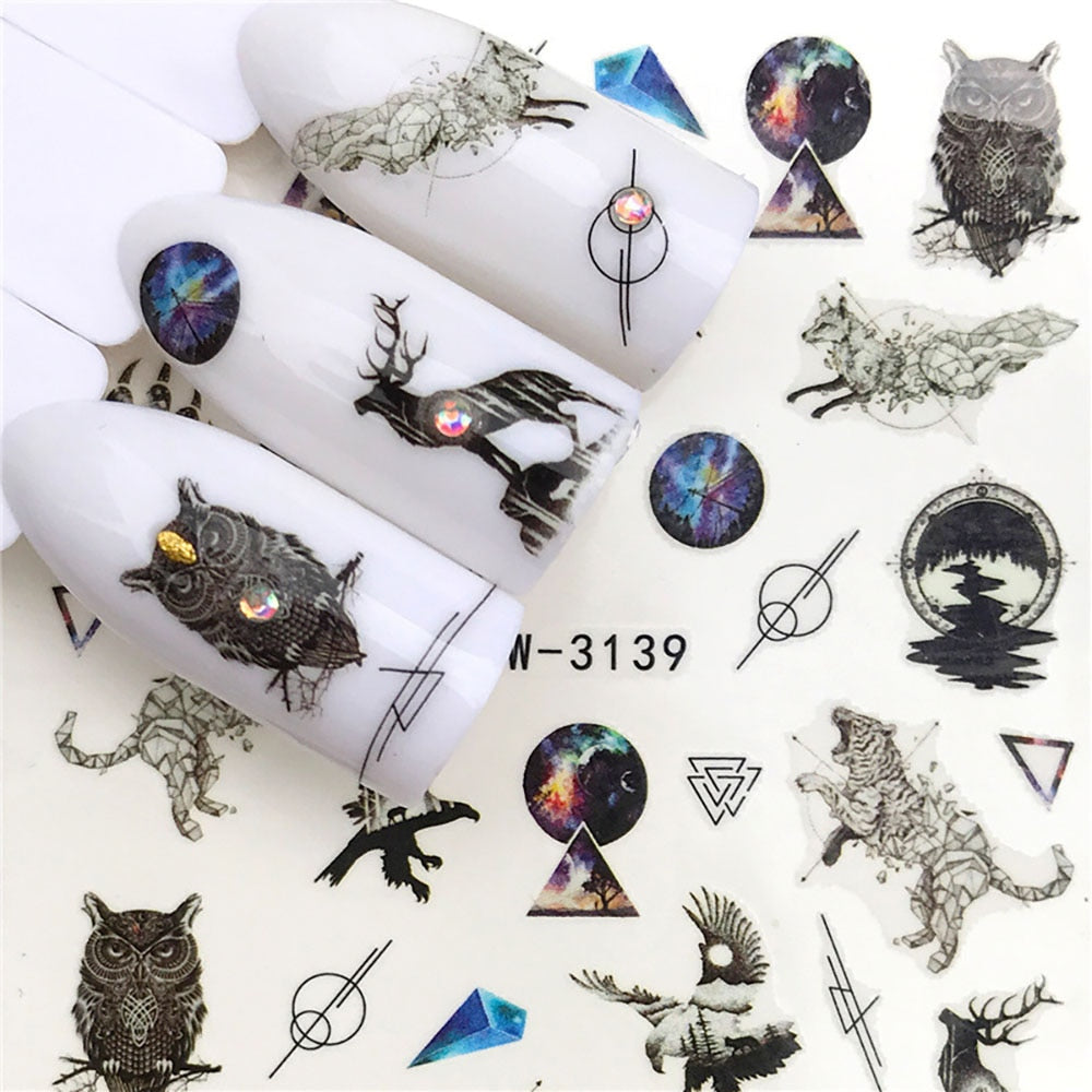 Nail Sticker Wolf Stickers Sliders For Nails Summer Full Nail Design Decorations Water Decals Animal Transfer Children's Slider nail art DailyAlertDeals YZW-3139