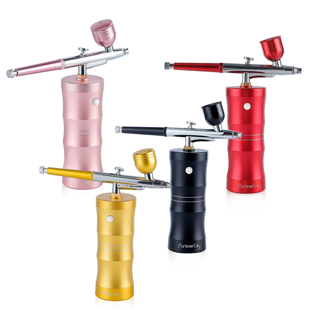 Foreverlily Mini Air Compressor Kit Air-Brush Paint Spray Gun Airbrush For Nail Art Tattoo Craft Cake Face Nano Fog Mist Sprayer 0 DailyAlertDeals