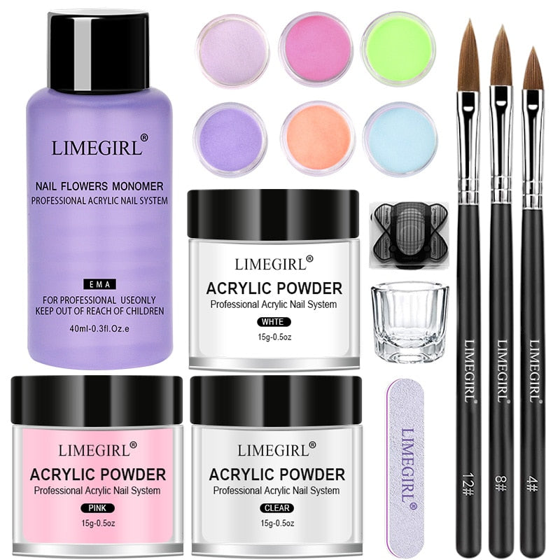 Acrylic Powder Set for Nails Extension Pink White Clear Acrylic Nail Kit with Liquid Monomer Nail Art Acrylic Liquid Set Brush Acrylic Powder for Nail Extension DailyAlertDeals 15g Acrylic Powder 3 USA