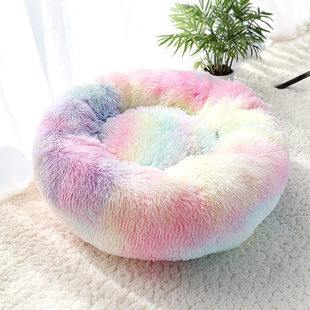 Pet Dog Bed Warm Fleece Round Dog Kennel House Long Plush Winter Pets Dog Beds For Medium Large Dogs Cats Soft Sofa Cushion Mats 0 DailyAlertDeals Colorful Diameter 40cm China