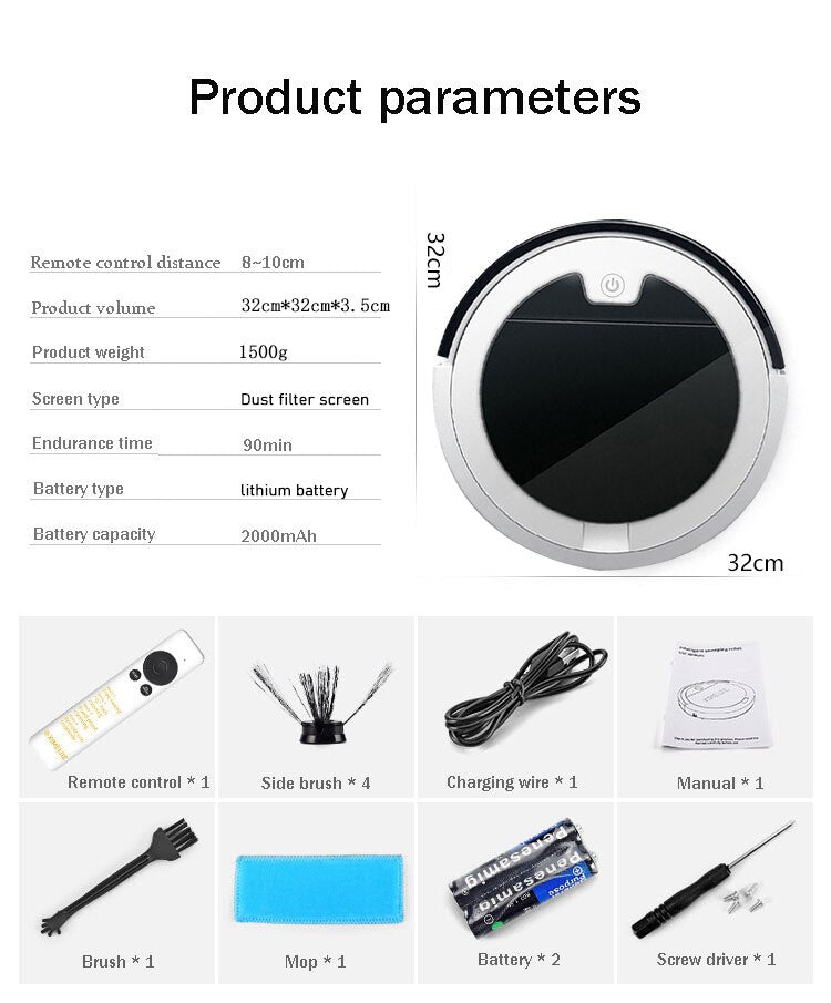 2800Pa Robot Vacuum Cleaner Smart Remote Control Wireless Auto Cleaning Machine Floor Dry Wet Sweeping Vacuum Cleaner For Home 0 DailyAlertDeals