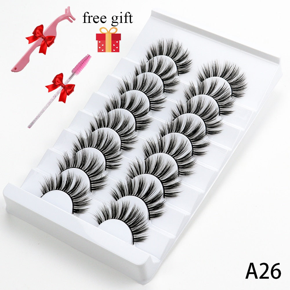 5/8 Pairs Faux Mink Eyelashes Soft Fluffy Natural False Eyelashes 3D Thick Dramatic Makeup Eyelashes Reusable Handmade Lashes DailyAlertDeals A26 China