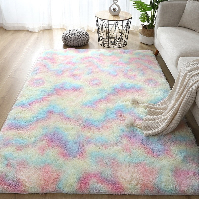 Pink Carpet For Girls Shaggy Children Floor Soft Mat Living Room Decoration Teen Doormat Nordic Red Fluffy Large Size Rugs Carpets & Rugs DailyAlertDeals Rainbow 80x160cm 31x62inch