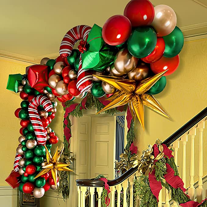 Christmas Balloon Arch Green Gold Red Box Candy Balloons Garland Cone Explosion Star Foil Balloons Christmas Decoration Party Christmas Balloons DailyAlertDeals