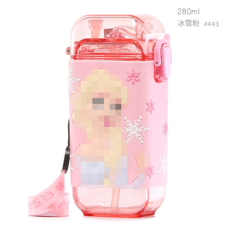 Cartoon Children Water Bottle 280ml with Rope Portable Square Kettle Sealed Leak-Proof BPA Free Tritan Baby Milk Cup With Straw Cartoon Children Water Bottle DailyAlertDeals China 280-420ml Princess 280ml
