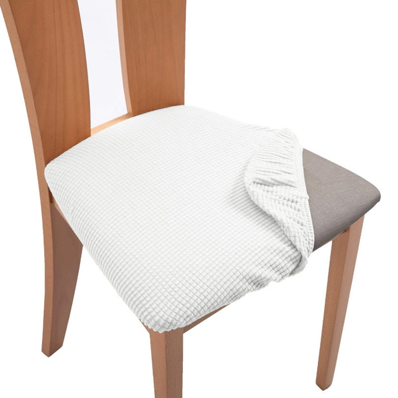 Spandex Jacquard Chair Cushion Cover Dining Room Upholstered Cushion Solid Chair Seat Cover Without Backrest Furniture Protector high chair covers DailyAlertDeals Color-23 1 Piece