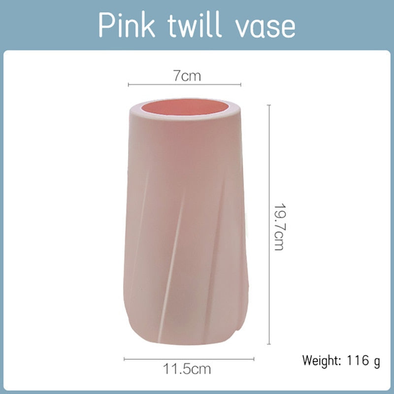 Morandi Plastic Vase Living Room Decoration Ornaments Modern Origami Plastic Vases for Flower Arrangements Home Decoration Plastic Vases Flower Pots DailyAlertDeals 3524 Pink