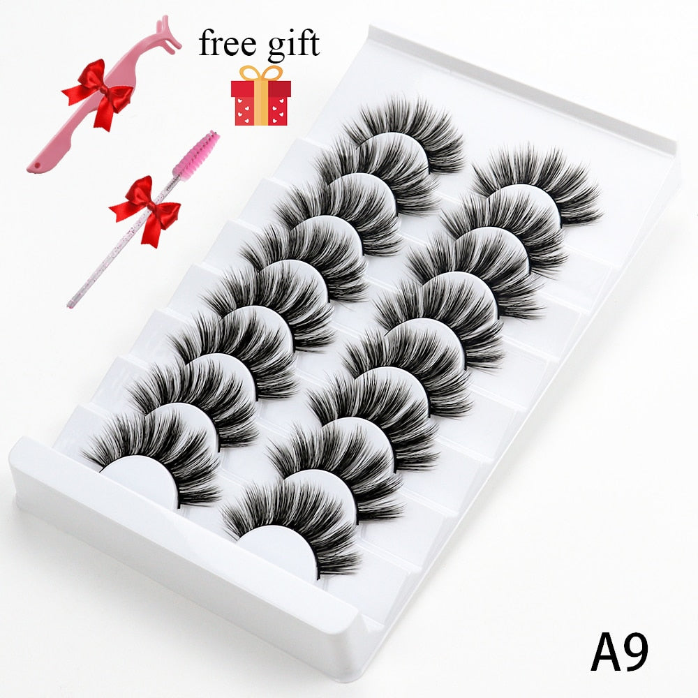 5/8 Pairs Faux Mink Eyelashes Soft Fluffy Natural False Eyelashes 3D Thick Dramatic Makeup Eyelashes Reusable Handmade Lashes DailyAlertDeals A9 China