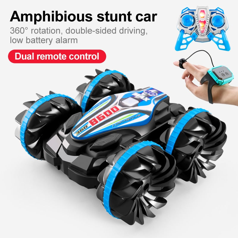 Newest High-tech Remote Control Car 2.4G Amphibious Stunt RC Car Double-sided Tumbling Driving Children Electric Toys for Boy Stunt RC Car Double-sided Tumbling Driving Children Electric Toys for Boy DailyAlertDeals B600 Dual RC Blue USA