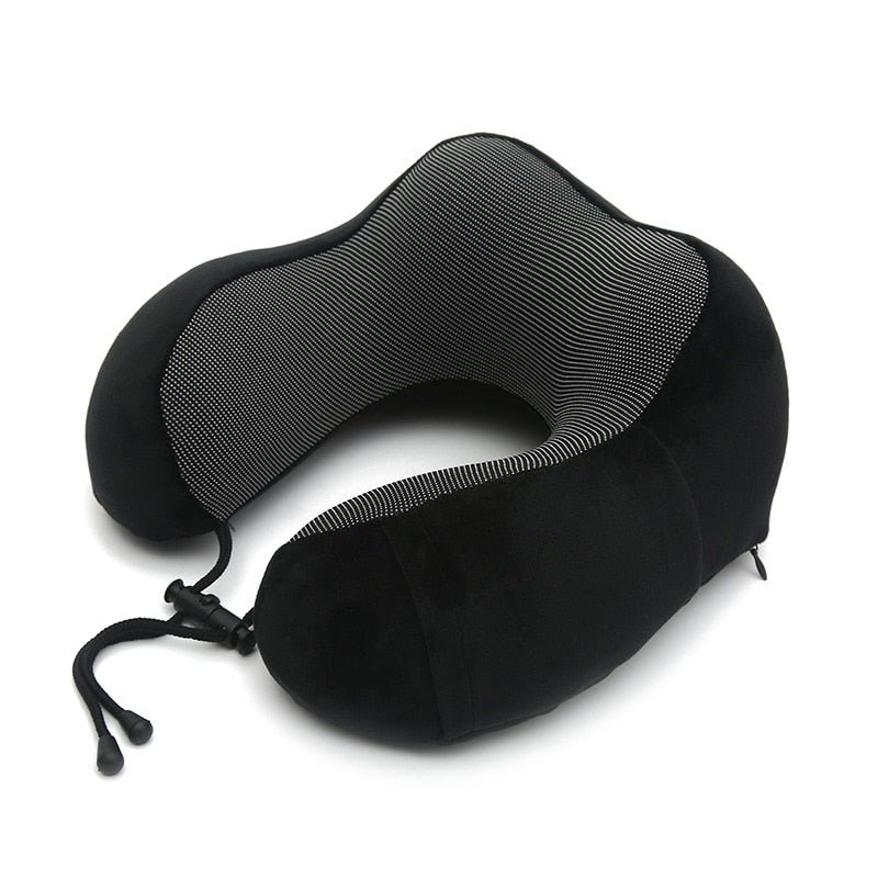 U Shaped Memory Foam Neck Pillows Soft Travel Pillow Massage Neck Pillow Sleeping Airplane Pillow Cervical Healthcare Bedding Pillows DailyAlertDeals Black pillow