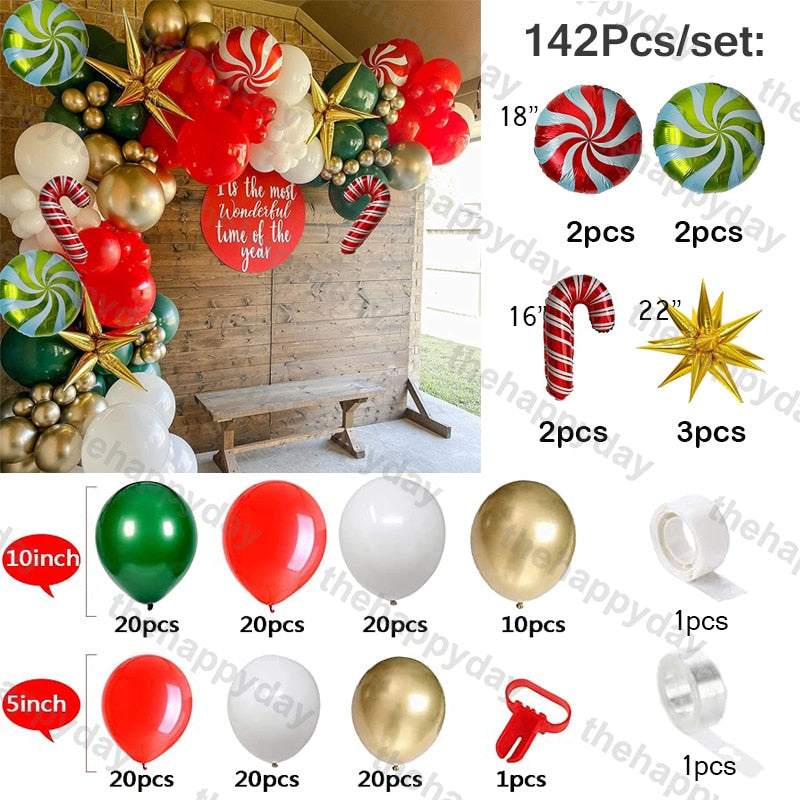 Christmas Balloon Arch Green Gold Red Box Candy Balloons Garland Cone Explosion Star Foil Balloons Christmas Decoration Party Christmas Balloons DailyAlertDeals O 142pcs christmas Other