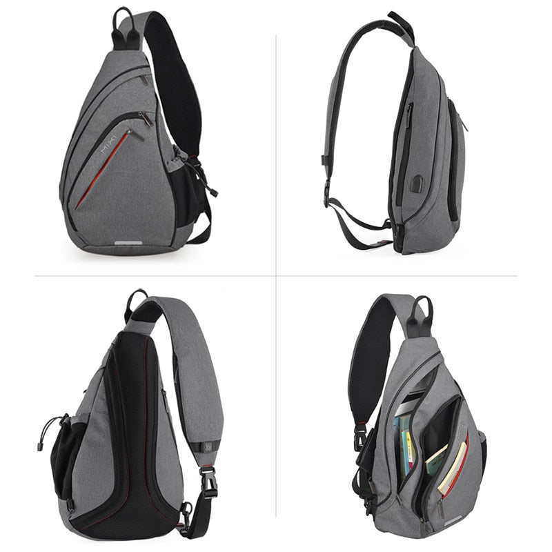 Mixi Men One Shoulder Backpack Women Sling Bag Crossbody USB Boys Cycling Sports Travel Versatile Fashion Bag Student School 0 DailyAlertDeals