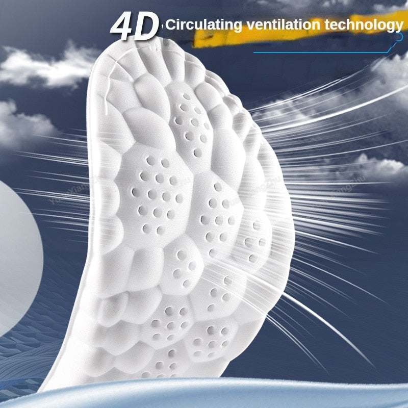 4D Sports Shoes Insoles Super Soft Running Insole for Feet Shock Absorption Baskets Shoe Sole Arch Support Orthopedic Inserts DailyAlertDeals
