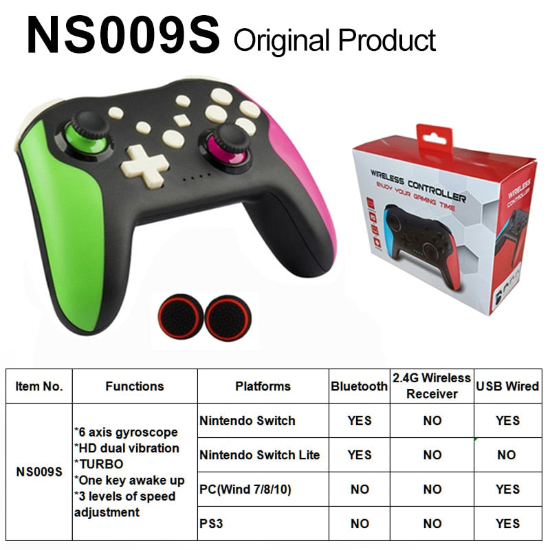 Original Wireless Controller Bluetooth For Nintendo Switch Pro PC PS3 Joystick Gamepad NFC Professional Lag-Free Gamepad BT Wireless Game Controller for Switch Pro DailyAlertDeals green purple BOX China 1 PCS