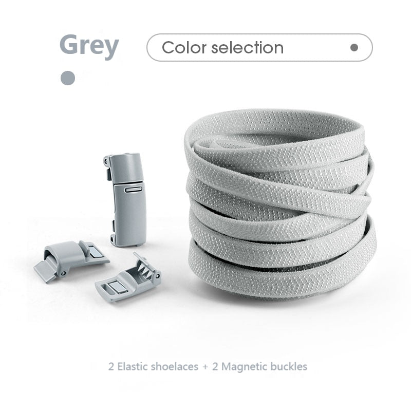 Colorful Magnetic Lock Shoelaces without ties Elastic Laces Sneakers No Tie Shoe laces Kids Adult Flat Shoelace Rubber Bands 0 DailyAlertDeals Gray China