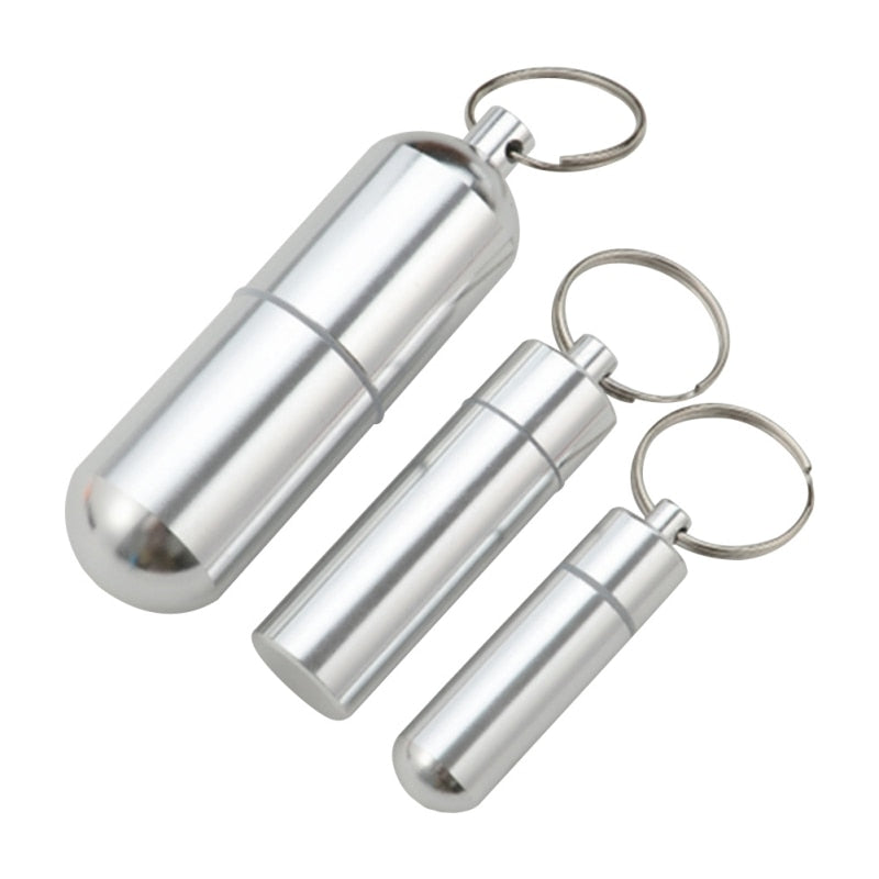 Waterproof Aluminum Pill Box Case Bottle Cache Drug Holder for Traveling Camping Container Keychain Medicine Box Health Care health care pill box DailyAlertDeals