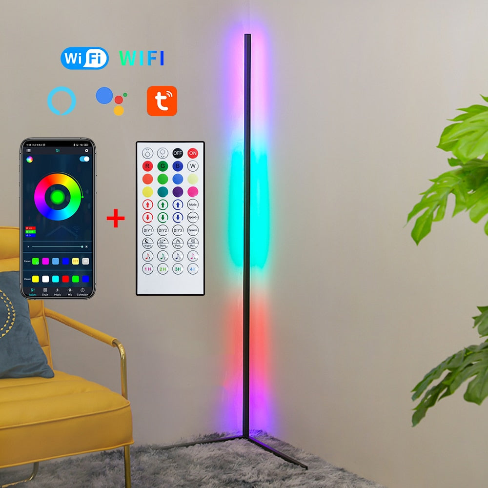Modern Led Floor Lamp RGB Nordic Floor Lamps Living Room Indoor RGB Atmosphere Floor Light Standing Lamps for Bedroom Decoration 0 DailyAlertDeals Black-WIFI RGBW EU Plug