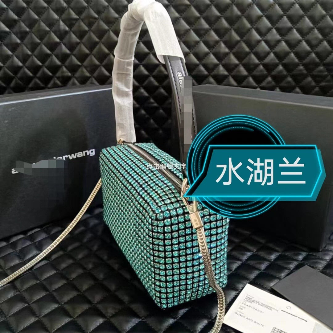 Popular AW Wang Rhinestone Handbag 2022 new trendy diamonds bag crossbodybbag shining party clutch luxury brand design 0 DailyAlertDeals Embossing Lake 17cm 10cm 7cm
