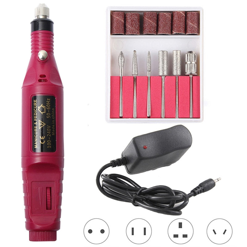Professional Electric Nail Drill Machine Pedicure Manicure Drill Set Milling Cutters Set Nail File 20000RPM Polishing Equipment 0 DailyAlertDeals China 20000 red